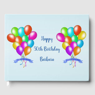 Happy Birthday Festive Colorful Balloons Streamers Gästebuch