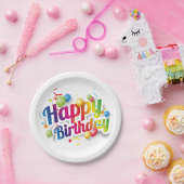 Happy Birthday Festive Paper Plate Pappteller