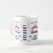 Happy Birthday Festiver Graphic Individuelle Name Kaffeetasse (Vorderseite Links)