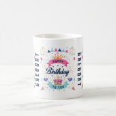 Happy Birthday Festiver Graphic Individuelle Name Kaffeetasse (Mittel)