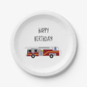 Happy Birthday Feuerwehrfahrzeug Notruffahrzeug Pappteller (Vorderseite)