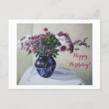 Happy Birthday Fine Art Vintag pink Blume Card