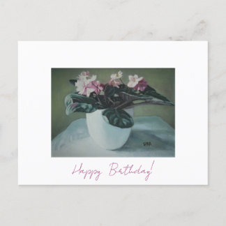 Happy Birthday Fine Art Vintag pink Blume Card Feiertagspostkarte