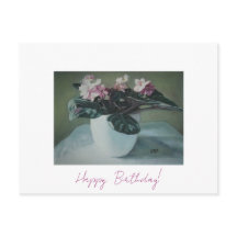 Happy Birthday Fine Art Vintag pink Blume Card
