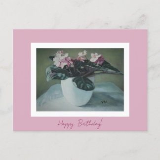 Happy Birthday Fine Art Vintag pink Blume Card Feiertagspostkarte