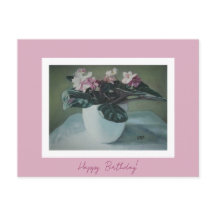 Happy Birthday Fine Art Vintag pink Blume Card