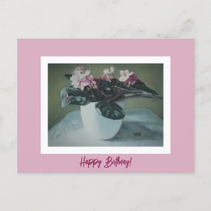 Happy Birthday Fine Art Vintag pink Blume Card Feiertagspostkarte