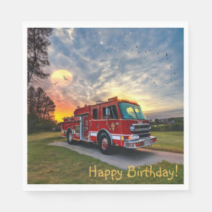 Happy Birthday Fire Motor Serviette