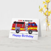 Happy Birthday Fire Truck Card Karte (Gelbe Blume)