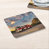 Happy Birthday Fire Truck Untersetzer (angewinkelt)