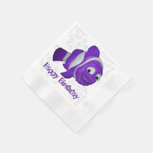 Happy Birthday Fish (lila) Serviette