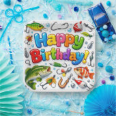 Happy Birthday Fish, Lures and Hooks Pappteller (Party)