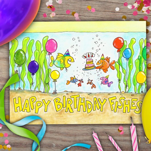 Happy Birthday Fish Postkarte