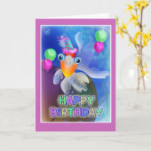 Happy Birthday Fish style 002 Karte (Gelbe Blume)