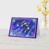 Happy Birthday Fish style 012 Karte (Gelbe Blume)