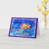 Happy Birthday Fish style 013 Karte (Gelbe Blume)