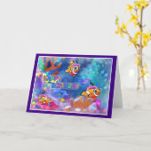 Happy Birthday Fish style 014 Karte (Gelbe Blume)