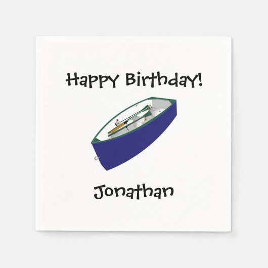 Happy Birthday Fishing Boat Paper Napkins Serviette (Vorderseite)