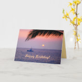 Happy Birthday Fishing Boat Tropical Sunset Card Karte (Gelbe Blume)
