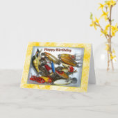 Happy Birthday Fishing Tackle Karte (Gelbe Blume)