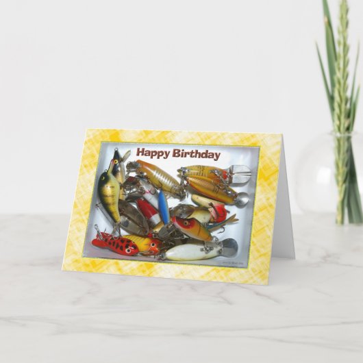 Happy Birthday Fishing Tackle Karte (Vorderseite)