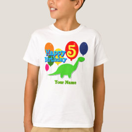 Happy Birthday Five Years Balloons Dino T - Shirt