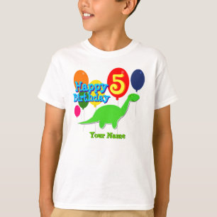 Happy Birthday Five Years Balloons Dino T - Shirt