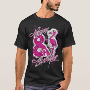 Happy Birthday Flamingo Balloon Girl acht 8. T-Shirt