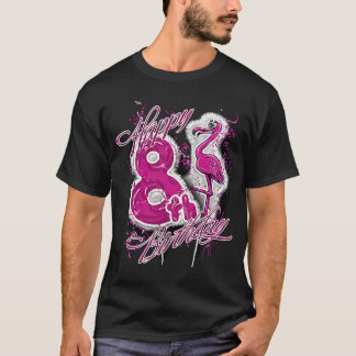 Happy Birthday Flamingo Balloon Girl acht 8. T-Shirt