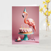 Happy Birthday Flamingo Karte (Gelbe Blume)
