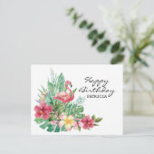 Happy Birthday Flamingo Postcard Postkarte (Stehend Vorderseite)