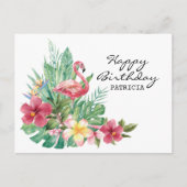 Happy Birthday Flamingo Postcard Postkarte (Vorderseite)