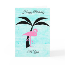 Happy Birthday Flamingo und Palm Tree Card