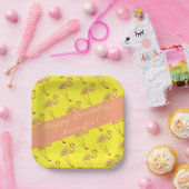 Happy Birthday Flamingos Personalisiert Pappteller (Party)