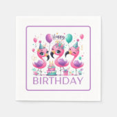 Happy Birthday Flamingos Serviette (Vorderseite)