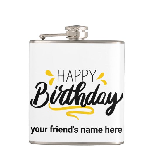 Happy Birthday Flask Individuelle Name Gift Flachmann (Vorderseite)