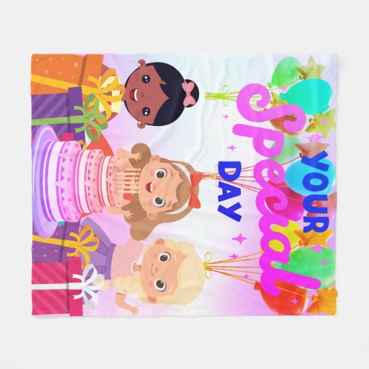 Happy Birthday Fleece Blanket (Vorderseite (Horizontal))