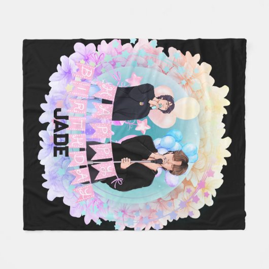 Happy Birthday Fleece Blanket (Vorderseite (Horizontal))