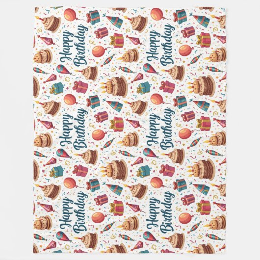 Happy Birthday Fleece Blanket mit Balloons (Vorderseite)