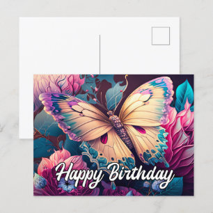 Happy Birthday Floating Butterfly Design Feiertagspostkarte