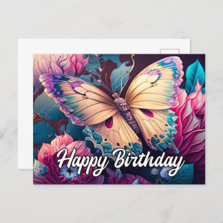 Happy Birthday Floating Butterfly Design Feiertagspostkarte