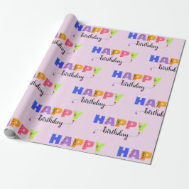 Happy Birthday Floral Accentments Letters Geschenkpapier