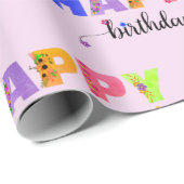 Happy Birthday Floral Accentments Letters Geschenkpapier (Rolleneckpunkt)