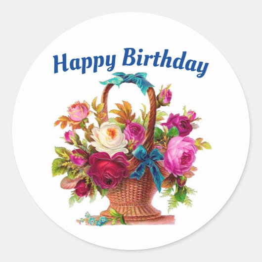 Happy Birthday Floral Basket Sticker (Vorderseite)