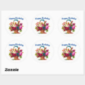 Happy Birthday Floral Basket Sticker (Blatt)