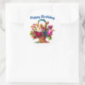 Happy Birthday Floral Basket Sticker (Tasche)