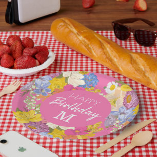 Happy Birthday Floral Blooms Pappteller