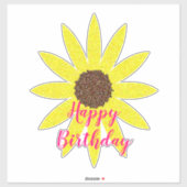 Happy Birthday Floral Blume Gelbe Sonnenblume Rosa Aufkleber (Blatt)