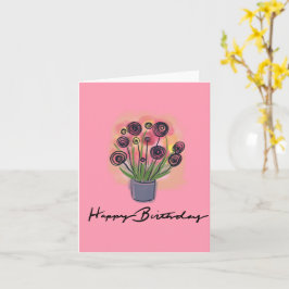 Happy Birthday Floral Bouquet Pink Blank Inside Karte