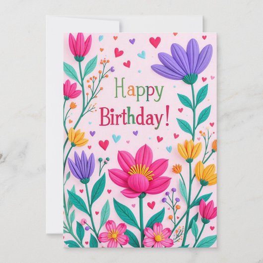 Happy Birthday Floral Card Einladung